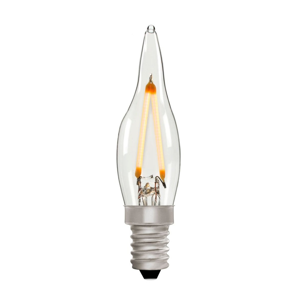 Clear LED candle bulb on a white background