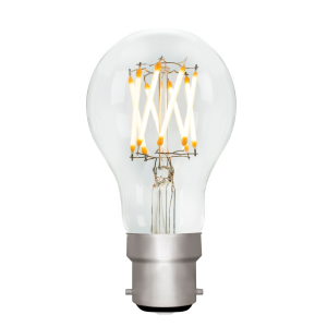 Clear LED light bulb on a white background