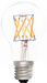 LED light bulb with visible filaments on a white background
