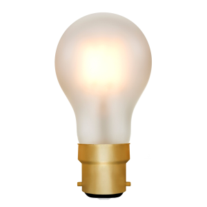 Light bulb with a gold base on a white background