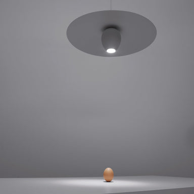 LED pendant light over a table with an egg on it