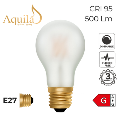 Aquila light bulb with specifications on a white background