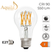 LED light bulb with Aquila branding and specifications on a white background