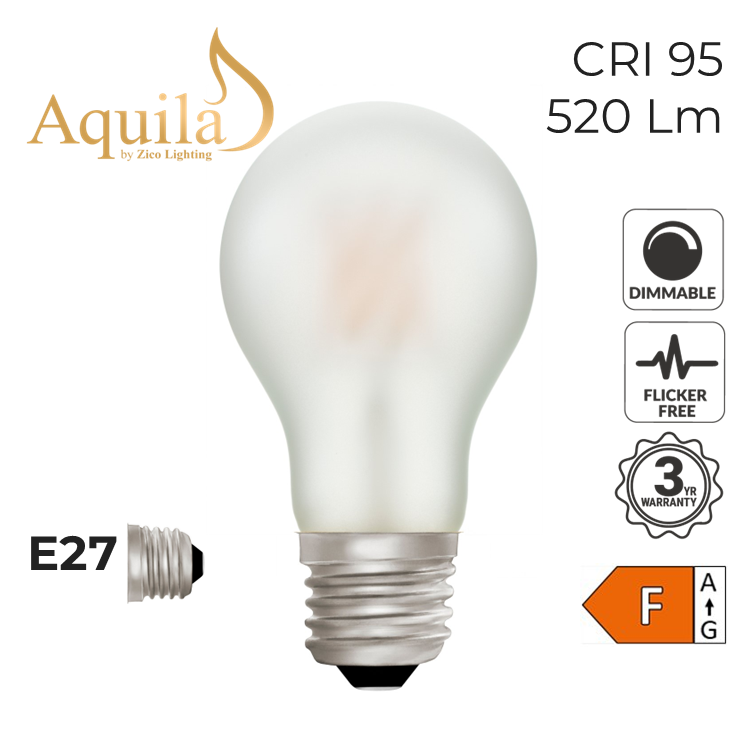 Aquila light bulb with specifications on a white background