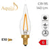 LED candle bulb with specifications on a white background