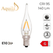 LED candle light bulb with specifications on a white background