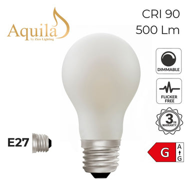 Porcelain GLS Lamp with technical details on white background