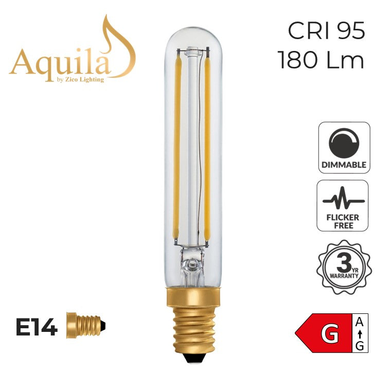 T20 Tube 115mm Clear 2.7W 2200K E14 Filament Lamp NEW*