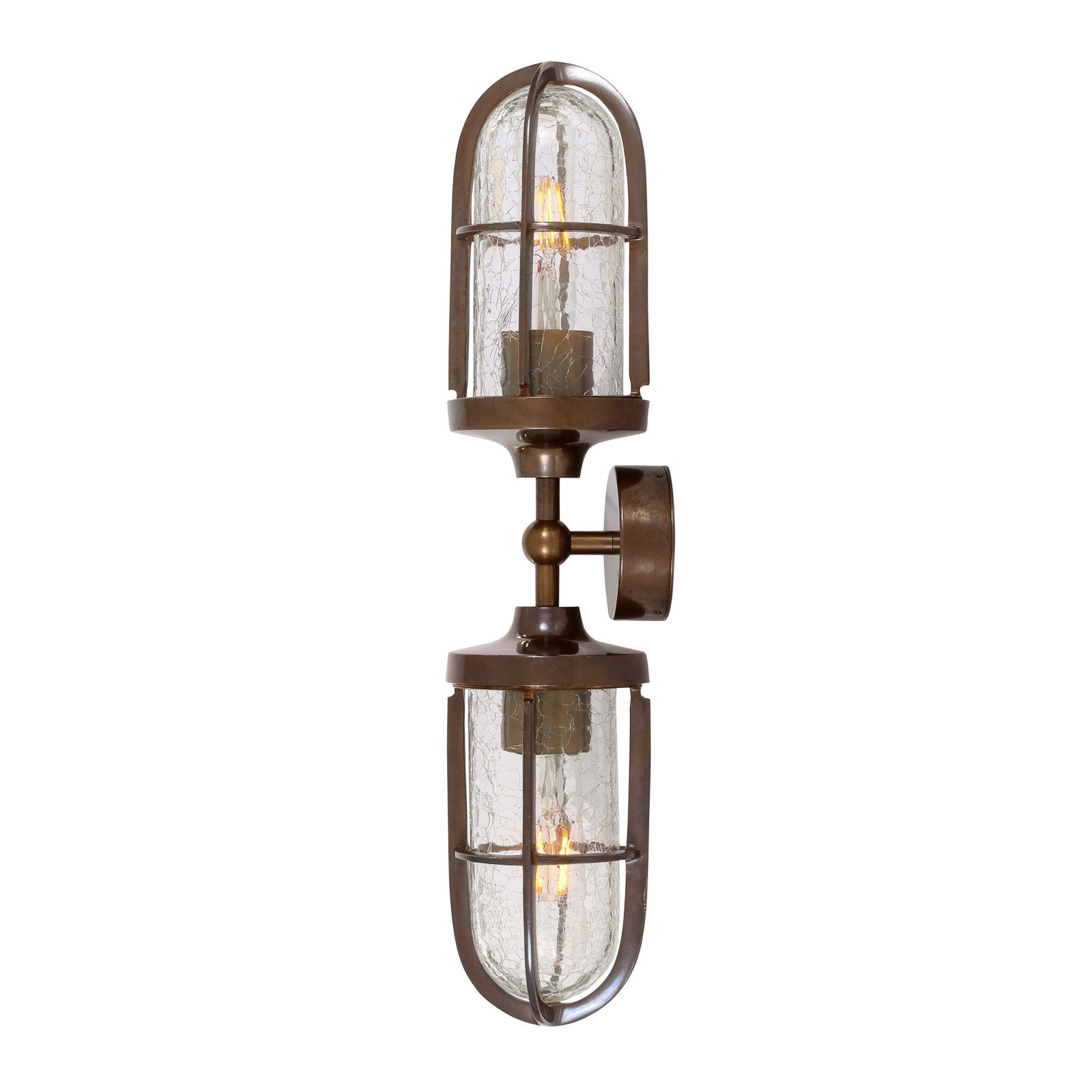 Clayton Double Well Glass Wall Light IP54 - Wall Lights from RETROLIGHT. Made by Mullan Lighting.