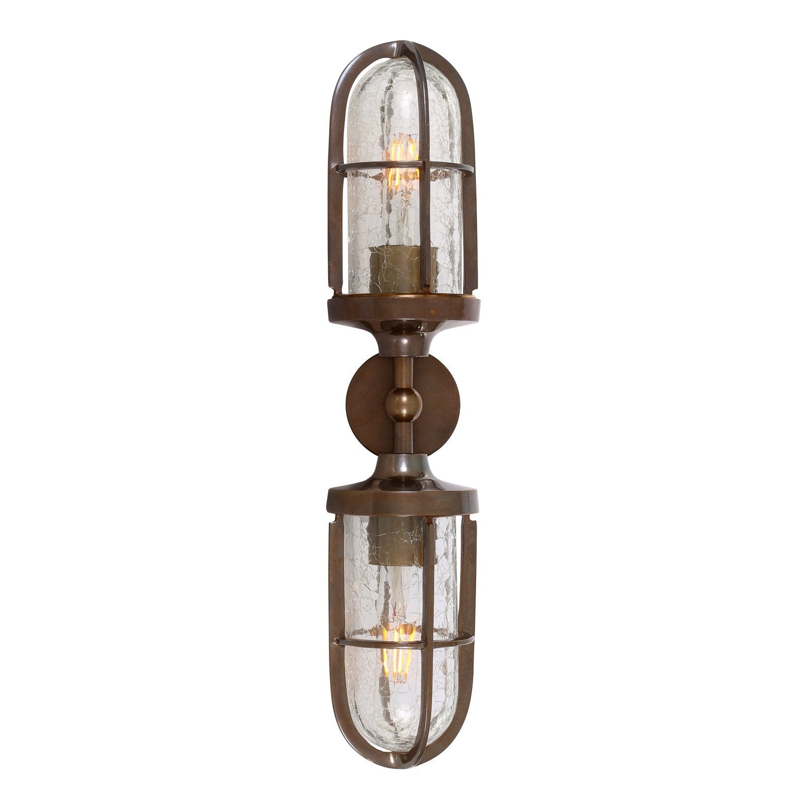 Clayton Double Well Glass Wall Light IP54 - Wall Lights from RETROLIGHT. Made by Mullan Lighting.
